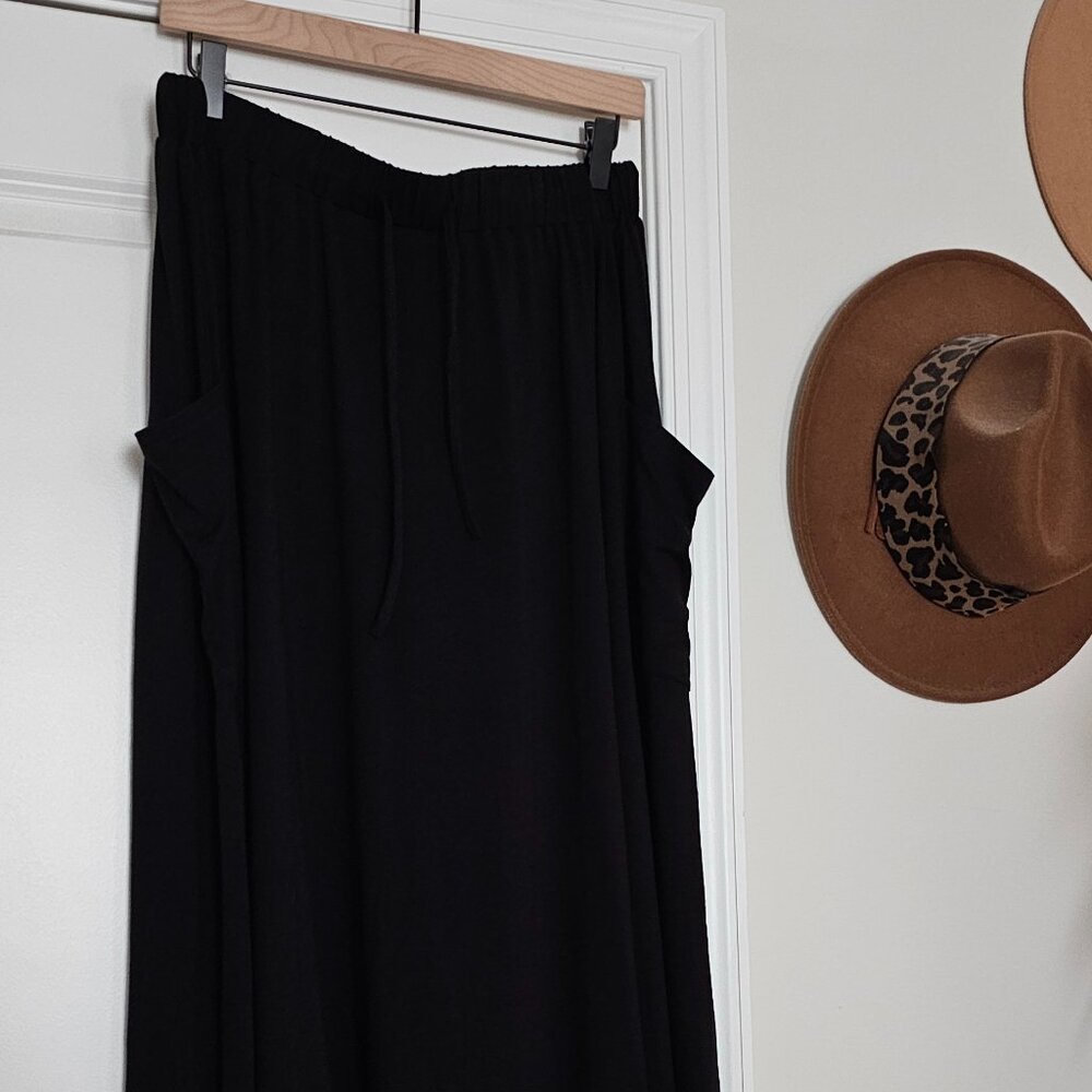 Tickled Teal Black Maxi Skirt Fully Lined Size XL
